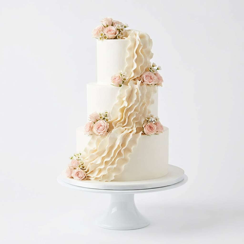 White Peony Wedding Cake